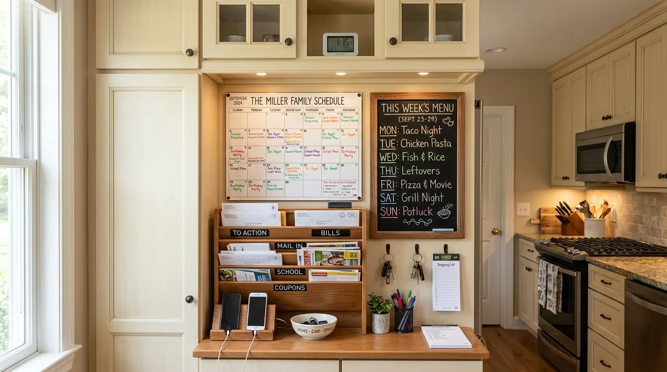 Add hooks for keys bags and daily grab items inspiration for a home command center.